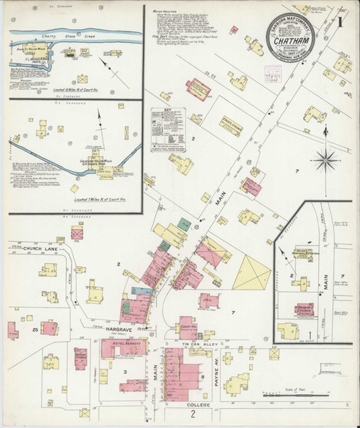 Chatham Virginia 1907 - Fire Insurance Index - Old Map Reprint