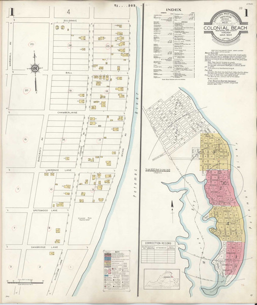 Colonial Beach Virginia 1934 - Fire Insurance Index - Old Map Reprint
