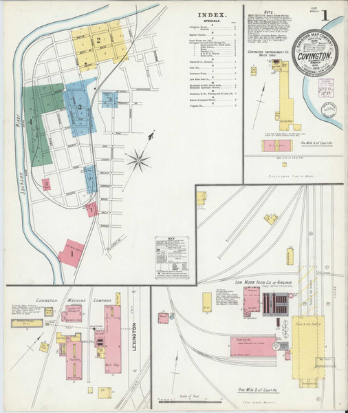 Covington Virginia 1902 - Fire Insurance Index - Old Map Reprint