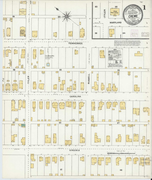 Crewe Virginia 1904 - Fire Insurance Index - Old Map Reprint