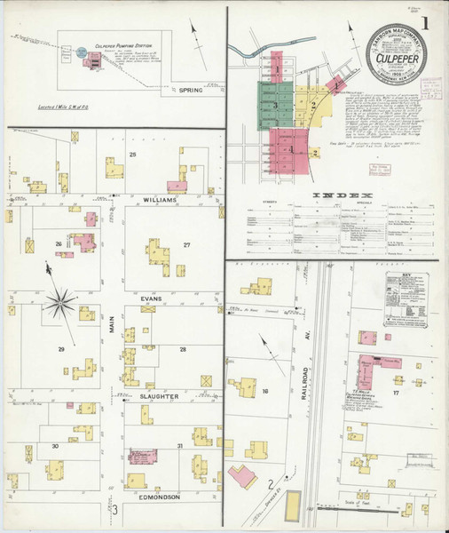 Culpeper Virginia 1908 - Fire Insurance Index - Old Map Reprint
