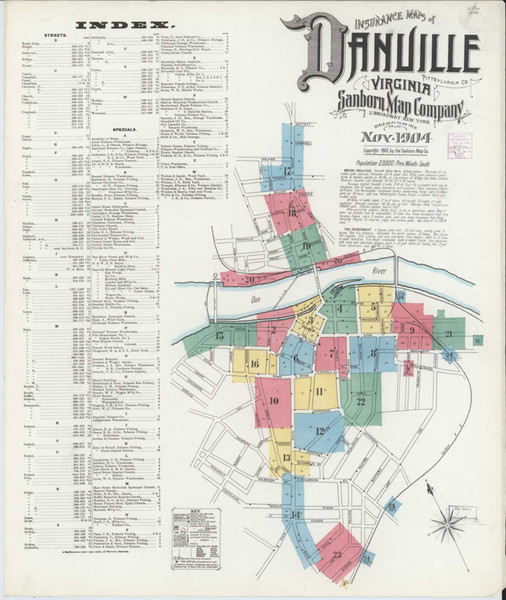 Danville Virginia 1904 - Fire Insurance Index - Old Map Reprint