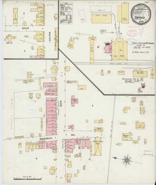 Emporia Virginia 1896 - Fire Insurance Index - Old Map Reprint