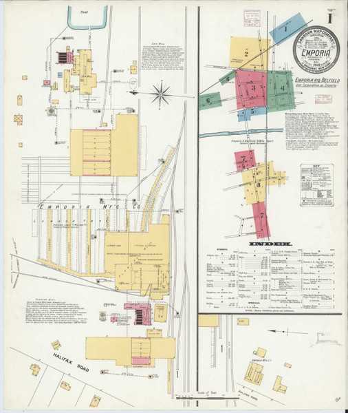 Emporia Virginia 1909 - Fire Insurance Index - Old Map Reprint