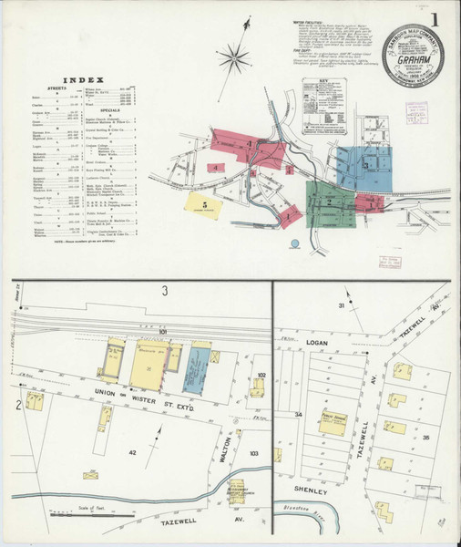 Graham Virginia 1908 - Fire Insurance Index - Old Map Reprint