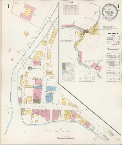 Grundy Virginia 1936 - Fire Insurance Index - Old Map Reprint