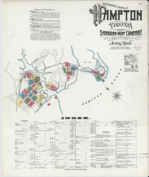 Hampton Virginia 1905 - Fire Insurance Index - Old Map Reprint