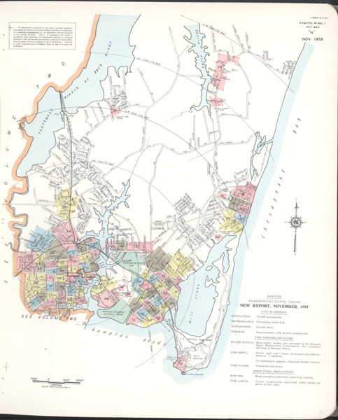 Hampton Virginia 1956 V1 - Fire Insurance Index - Old Map Reprint