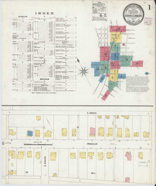 Harrisonburg Virginia 1907 - Fire Insurance Index - Old Map Reprint