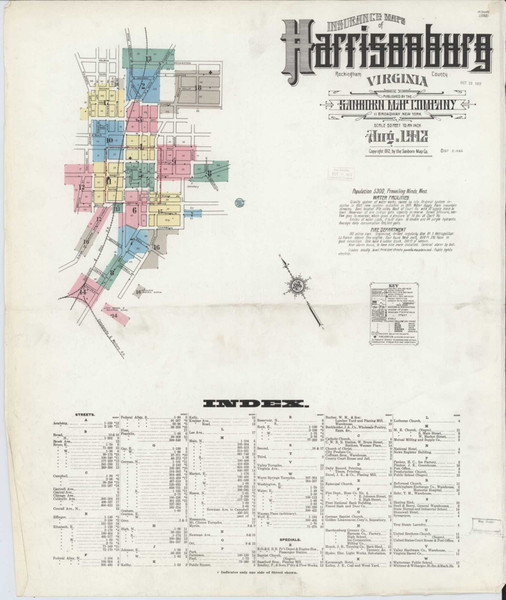 Harrisonburg Virginia 1912 - Fire Insurance Index - Old Map Reprint