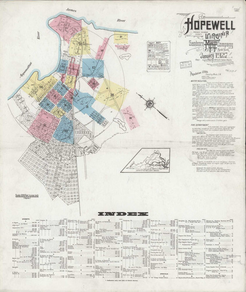 Hopewell Virginia 1927 - Fire Insurance Index - Old Map Reprint