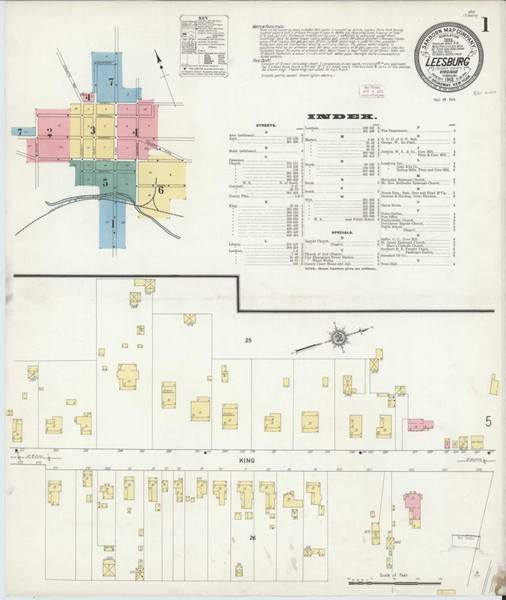 Leesburg Virginia 1912 - Fire Insurance Index - Old Map Reprint