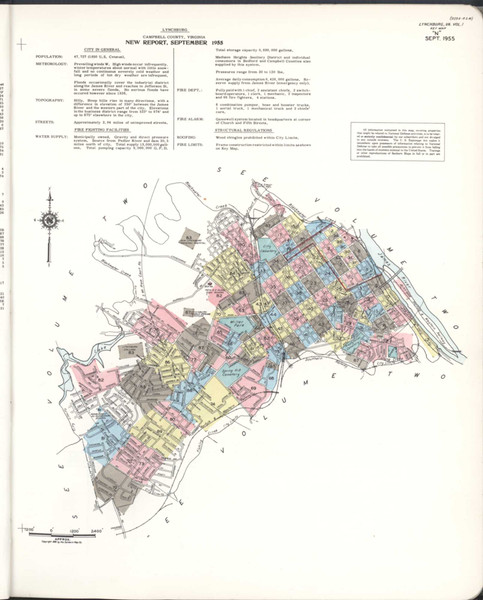 Lynchburg Virginia 1955 V1 - Fire Insurance Index - Old Map Reprint