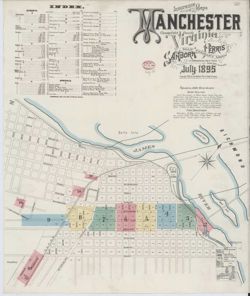 Manchester Virginia 1895 - Fire Insurance Index - Old Map Reprint
