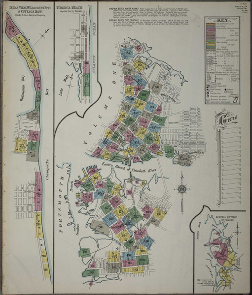Norfolk Virginia 1910 V2 - Fire Insurance Index - Old Map Reprint