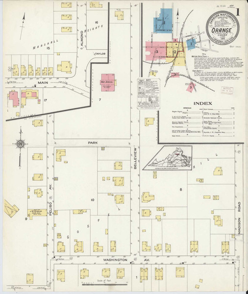 Orange Virginia 1915 - Fire Insurance Index - Old Map Reprint