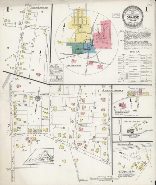 Orange Virginia 1925 - Fire Insurance Index - Old Map Reprint