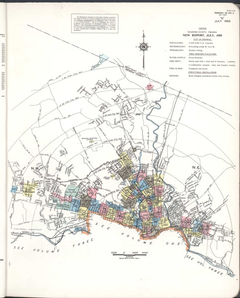 Roanoke Virginia 1955 V2 - Fire Insurance Index - Old Map Reprint