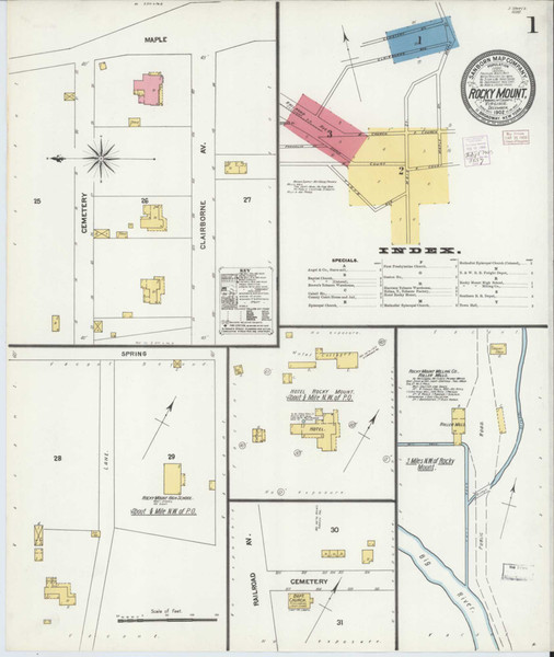 Rocky Mount Virginia 1902 - Fire Insurance Index - Old Map Reprint