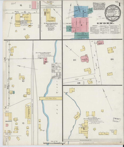 South Boston Virginia 1893 - Fire Insurance Index - Old Map Reprint