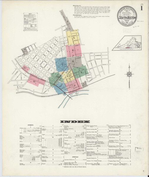 South Boston Virginia 1913 - Fire Insurance Index - Old Map Reprint