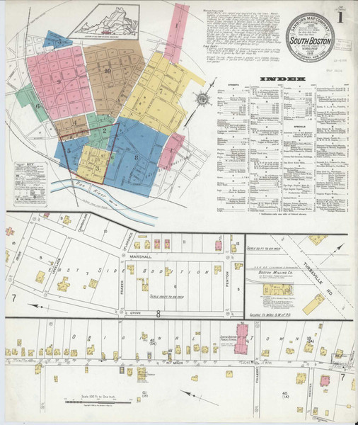 South Boston Virginia 1918 - Fire Insurance Index - Old Map Reprint