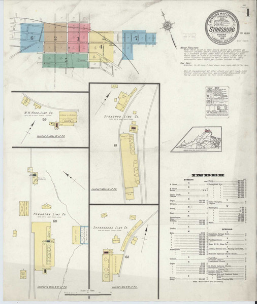 Strasburg Virginia 1915 - Fire Insurance Index - Old Map Reprint