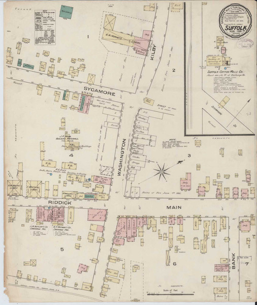 Suffolk Virginia 1885 - Fire Insurance Index - Old Map Reprint