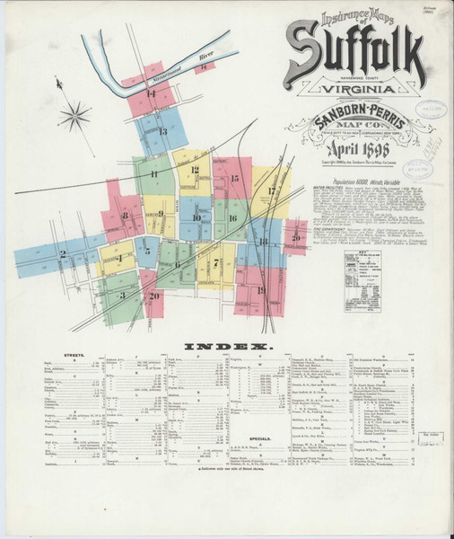 Suffolk Virginia 1898 - Fire Insurance Index - Old Map Reprint