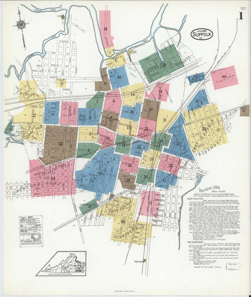 Suffolk Virginia 1921 - Fire Insurance Index - Old Map Reprint