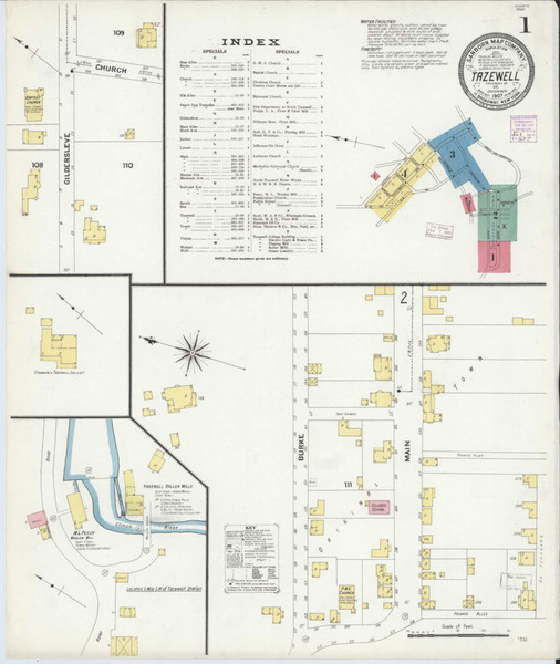 Tazewell Virginia 1907 - Fire Insurance Index - Old Map Reprint