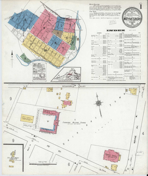 Waynesboro Virginia 1920 - Fire Insurance Index - Old Map Reprint