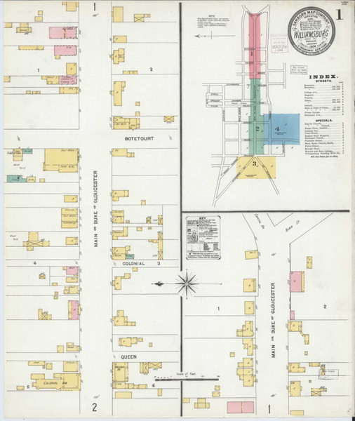 Williamsburg Virginia 1904 - Fire Insurance Index - Old Map Reprint
