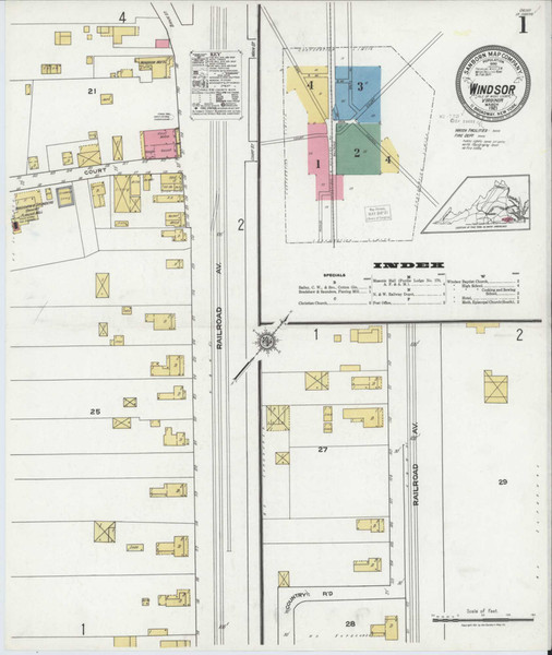 Windsor Virginia 1921 - Fire Insurance Index - Old Map Reprint