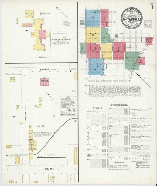 Wytheville Virginia 1908 - Fire Insurance Index - Old Map Reprint