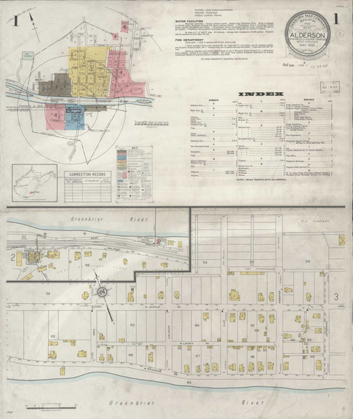 Alderson West Virginia 1933 - Fire Insurance Index - Old Map Reprint