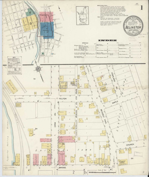 Belington West Virginia 1913 - Fire Insurance Index - Old Map Reprint