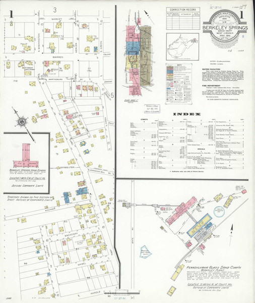 Berkeley Springs West Virginia 1941 - Fire Insurance Index - Old Map Reprint