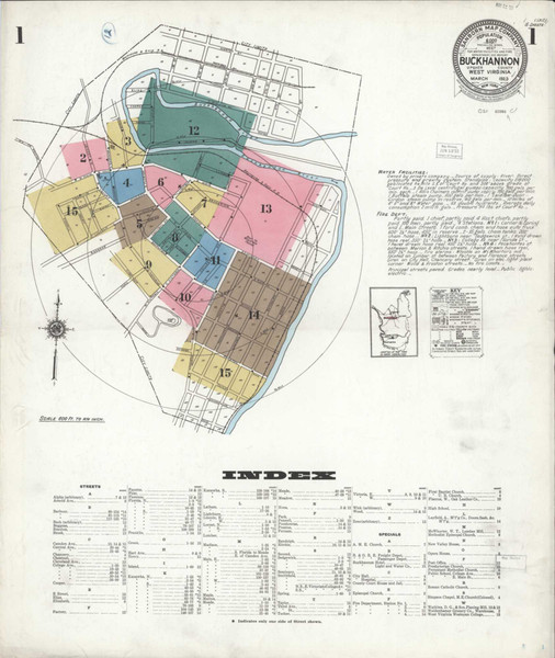 Buckhannon West Virginia 1923 - Fire Insurance Index - Old Map Reprint
