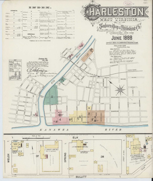 Charleston West Virginia 1888 - Fire Insurance Index - Old Map Reprint