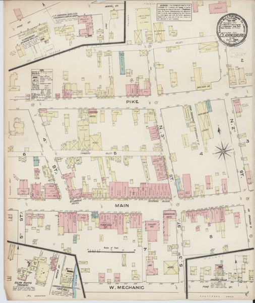 Clarksburg West Virginia 1884 - Fire Insurance Index - Old Map Reprint