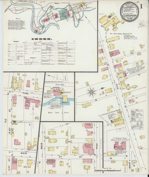 Clarksburg West Virginia 1896 - Fire Insurance Index - Old Map Reprint