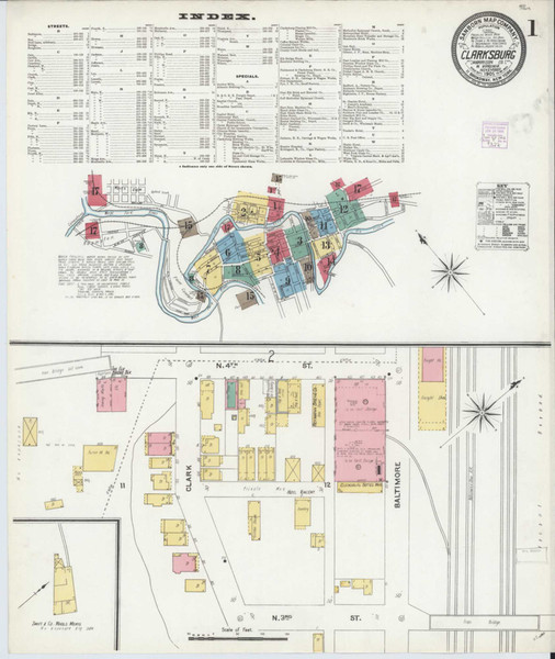 Clarksburg West Virginia 1905 - Fire Insurance Index - Old Map Reprint