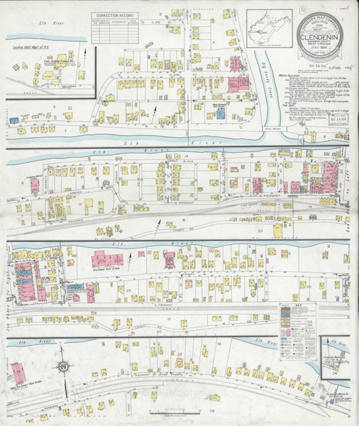 Clendenin West Virginia 1934 - Fire Insurance Index - Old Map Reprint