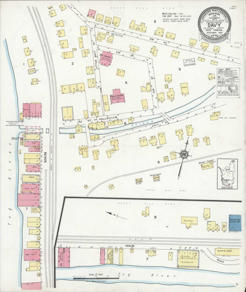 Davy West Virginia 1923 - Fire Insurance Index - Old Map Reprint