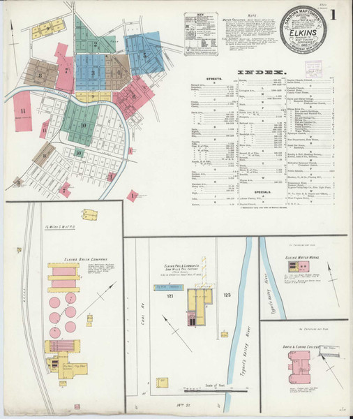 Elkins West Virginia 1905 - Fire Insurance Index - Old Map Reprint