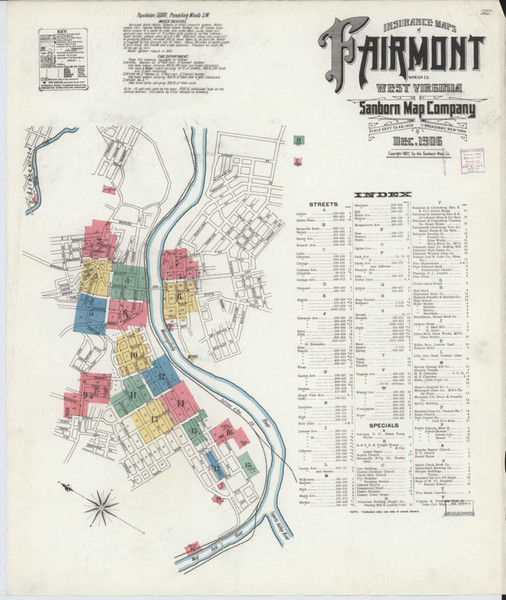 Fairmont West Virginia 1906 - Fire Insurance Index - Old Map Reprint