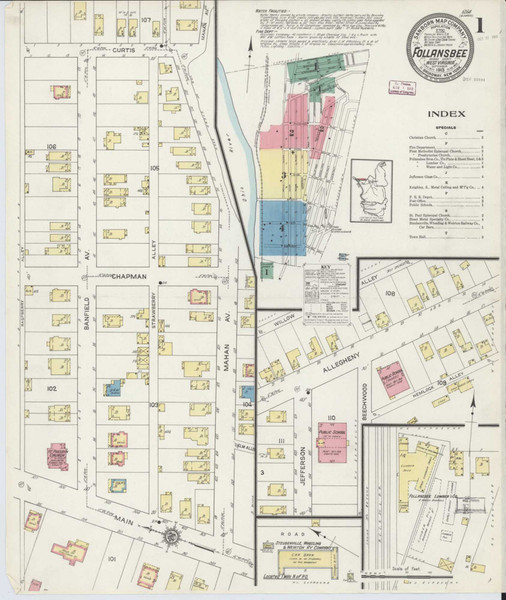 Follansbee West Virginia 1913 - Fire Insurance Index - Old Map Reprint