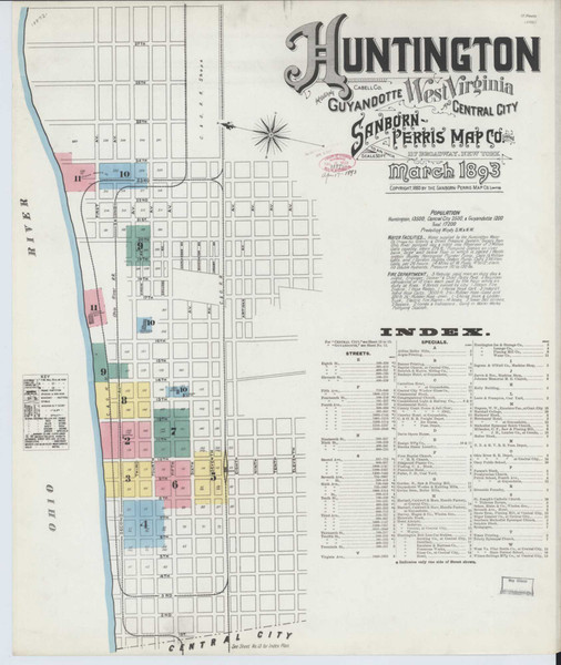 Huntington West Virginia 1893 - Fire Insurance Index - Old Map Reprint