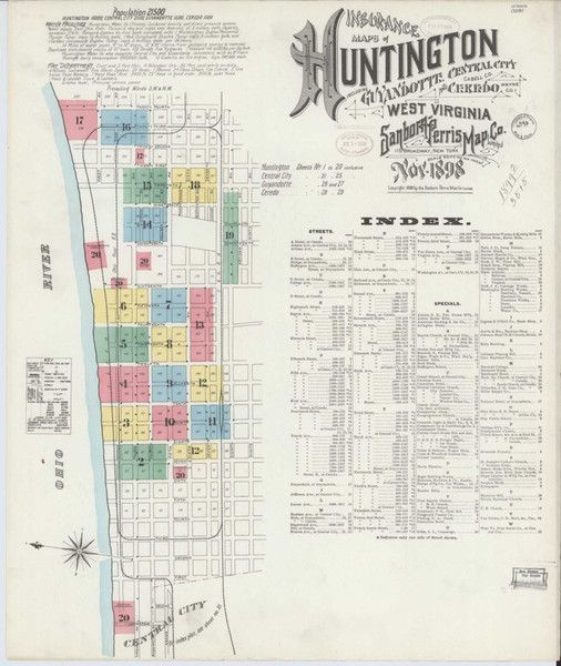 Huntington West Virginia 1898 - Fire Insurance Index - Old Map Reprint